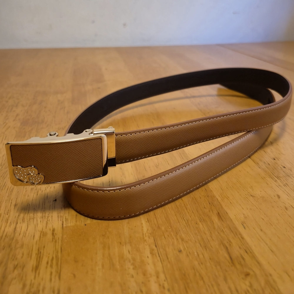 Elegant Tanâ Belt with Gold Buckle